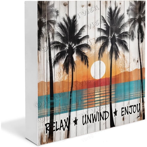 Palm Beach Rules Wooden Box Sign, Home Dcor Sign, Retro Art Blocks, Farmhouse Wood Box Sign, Tabletop Shelf Home Decor 5"x5"