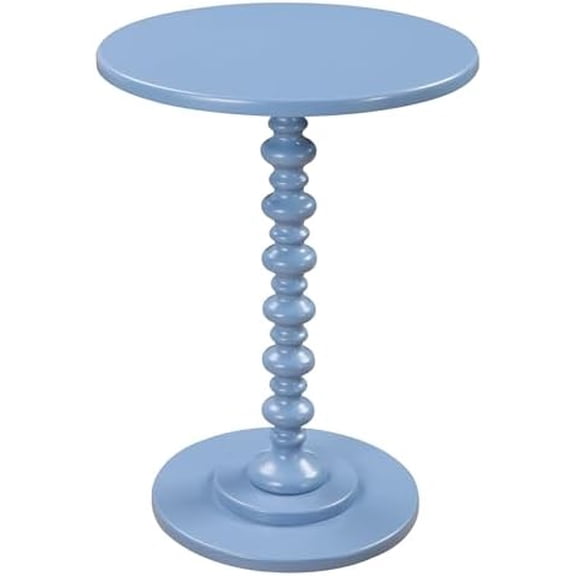 Palm Beach Spindle Table 17.75" - Traditional Round End Table for Living Room, Turned Solid Wood Side Table, Classic Display Pedestal Table, Blue