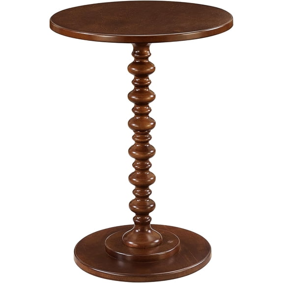 Palm Beach Spindle Table 17.75" - Traditional Round End Table for Living Room, Turned Solid Wood Side Table, Classic Display Pedestal Table, Espresso