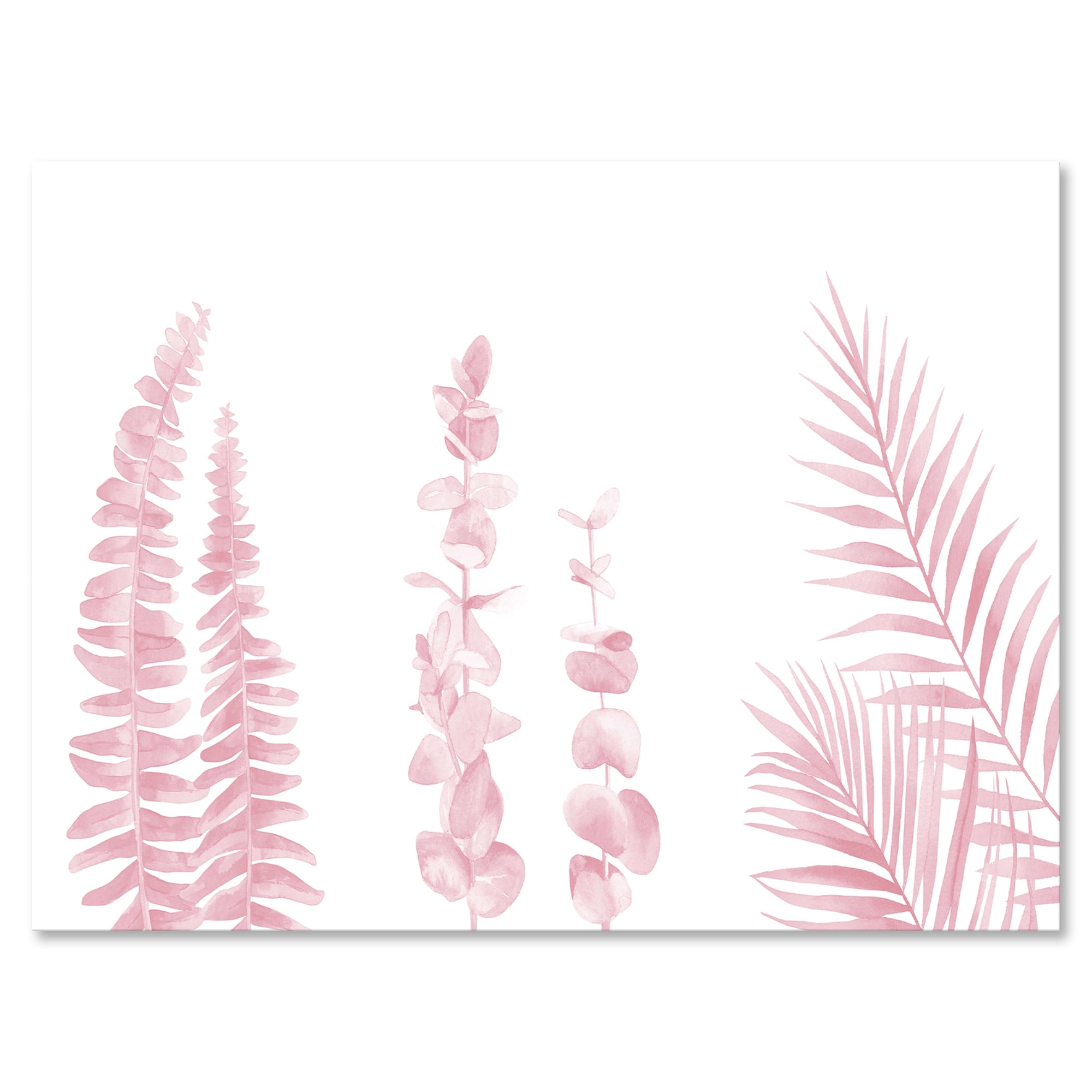 Palm Branches and Blush Pinkeucalyptus 12 in x 8 in Painting Canvas Art Print, by Designart