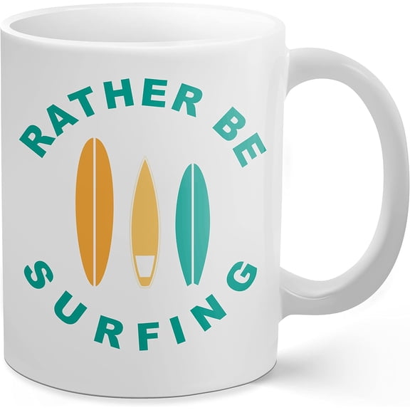 Palm City Products Rather Be Surfing - 11 oz Ceramic Coffee Mug | Great Gift for Surfers
