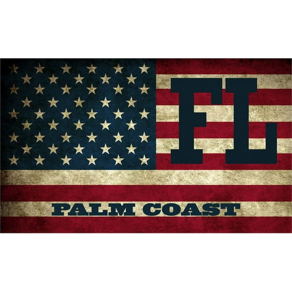 Palm Coast FL Florida Flagler County Vintage US Flag Decal Bumper Sticker 3M Vinyl 3" x 5"
