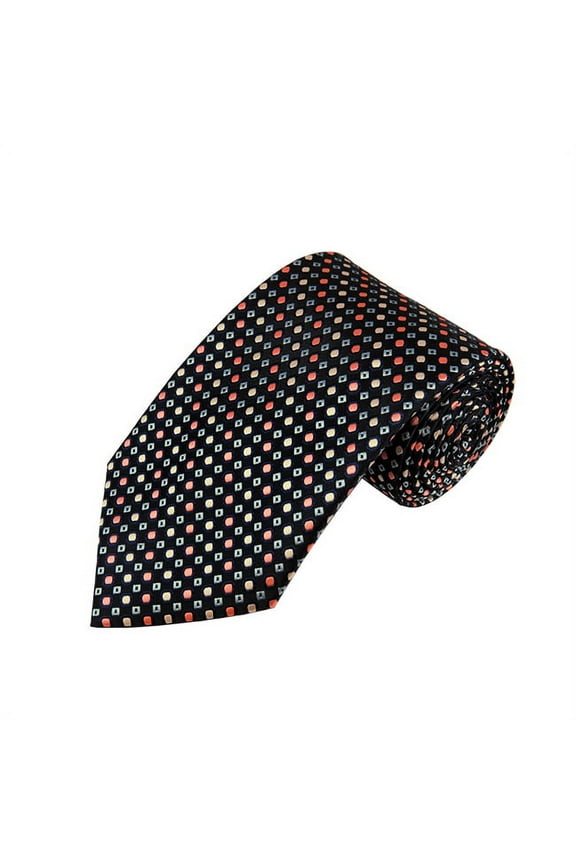 Palm Coral / Peach And Light Steel Blue Dots Geometric X-Long Woven Necktie