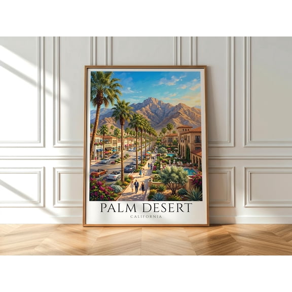 Palm Desert Travel California Vacation Print Palm Tree Wall Art, Unframed Paper Print