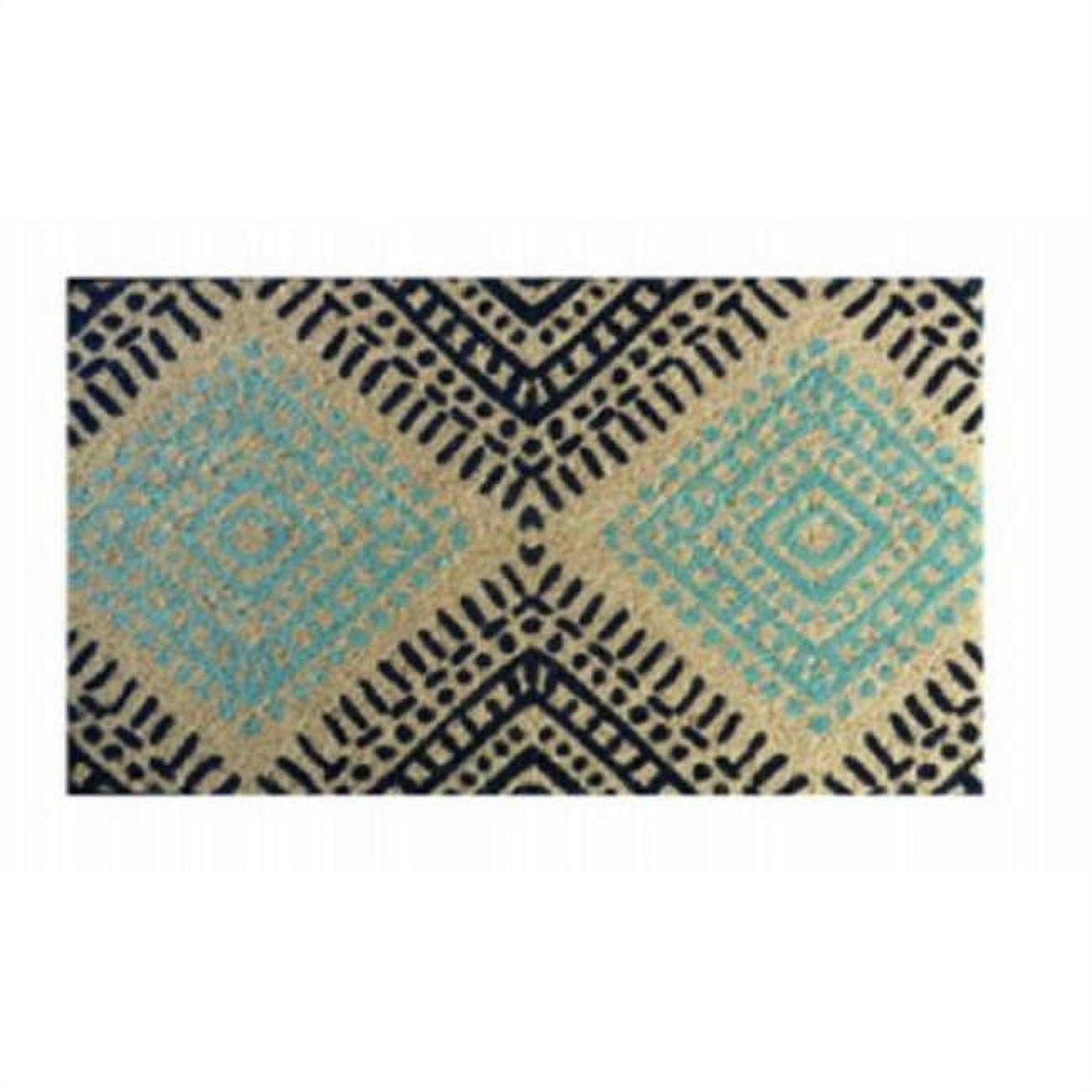 Palm Fibre 236173 18 x 30 in. Coir Door Mat with Vinyl Backed, Teal