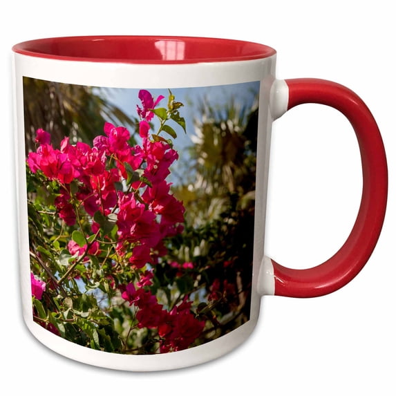 3drose, Palm Flora, Grand Cayman, British West Indies - Ca42 Len0010 - Lisa S. Engelbrecht, 15oz Two-tone Red Mug