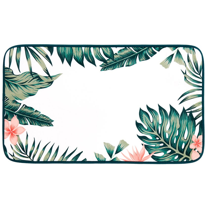 Tropical Palm Floral Memory Foam Bath Rug