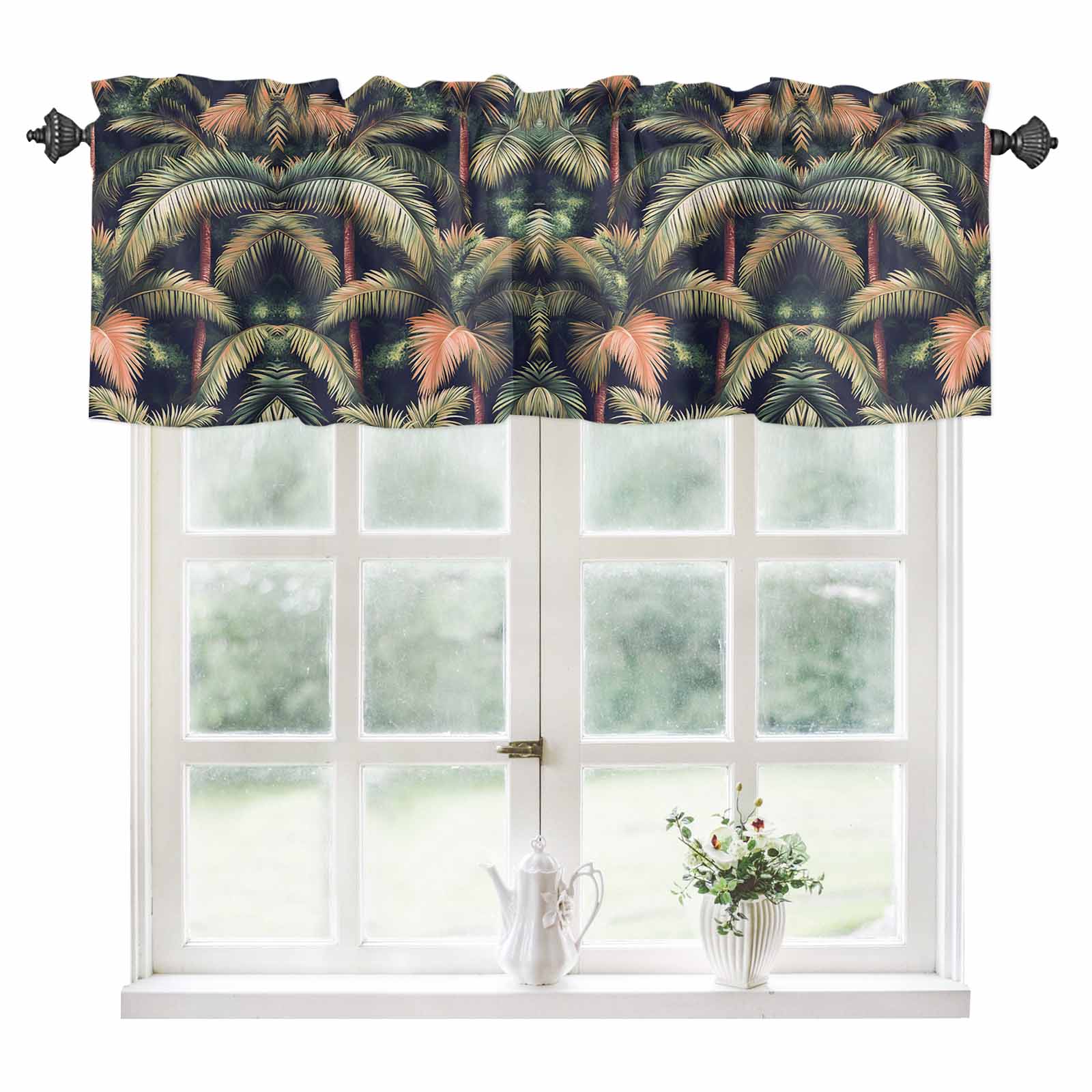 Palm Forest Kitchen Valances for Windows 60x18 Inch Kitchen Curtains ...