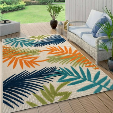 World Rug Gallery Evora Palm Frond Indoor/Outdoor Area Rug - Multi 7'10" x 10'