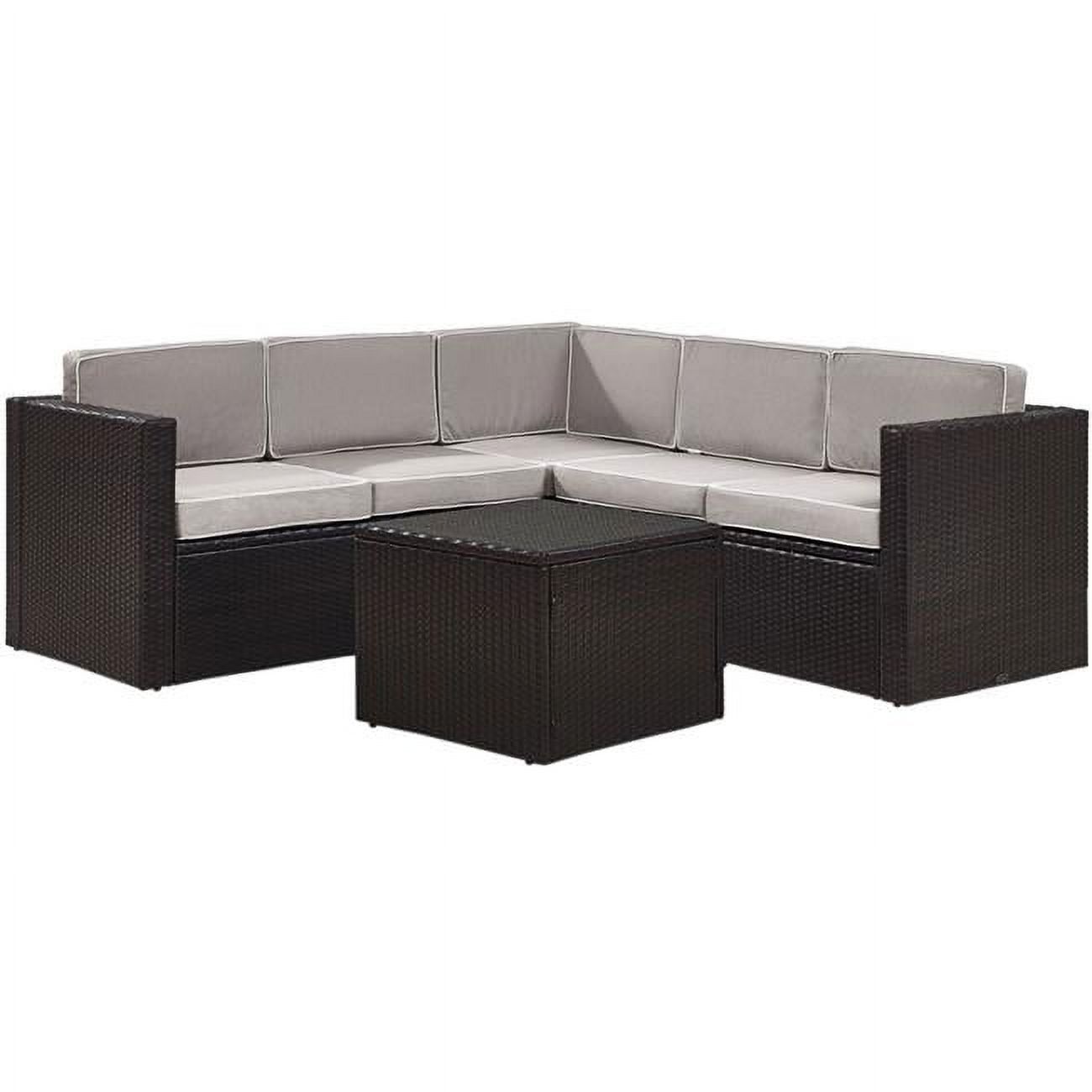 Palm Harbor 6Piece Outdoor Wicker Sectional Seating Set with Grey Cushions Brown