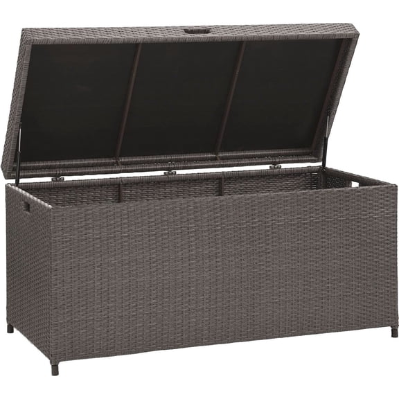 Palm Harbor Wicker Outdoor Storage Box for Patio Furniture Cushions and Pool Floats, Gray
