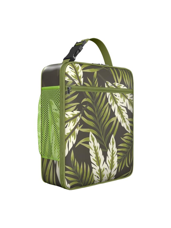 Palm Inspired Floral Leafy Insulated Lunch Bag – Hawaiian Tropical Leaf Palm Leaf Hawaiian Floral Aloha Tropical Plant Jungle Leaves Colorful Exotic Beach Vacation Summer Vibrant Retro Botanical Tote
