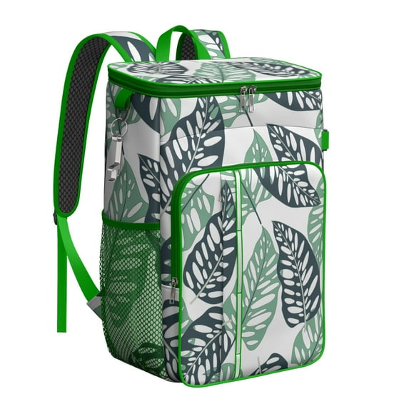 Palm Inspired Insulated Cooler Backpack, Leakproof Lunch Bag with Hawaiian Floral Design for Outdoor Activities