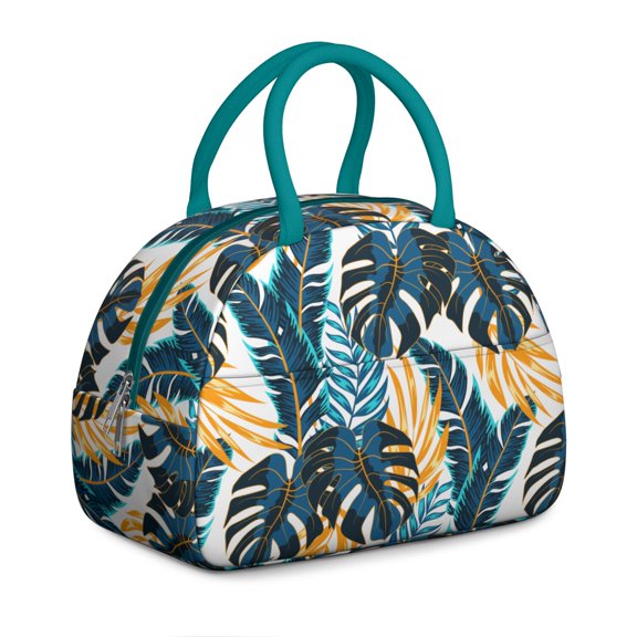 Palm Inspired Lunch Tote – Exotic Leafy Pattern with Island Vibes, Spacious and Durable Insulated Bag for Women