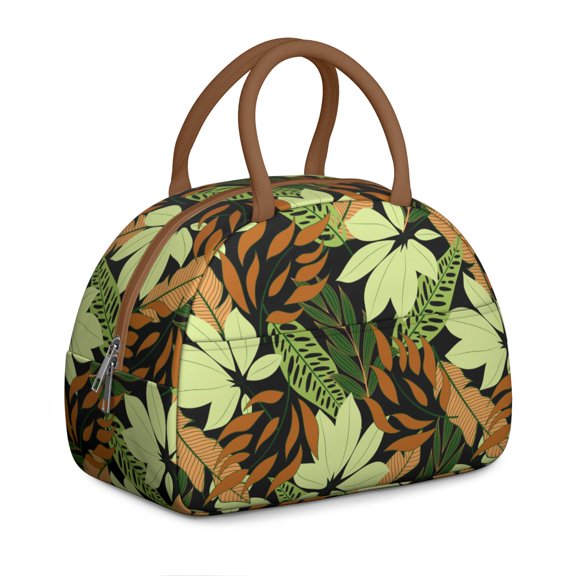 Palm Inspired Lunch Tote – Exotic Leafy Pattern with Island Vibes, Spacious and Durable Insulated Bag for Women