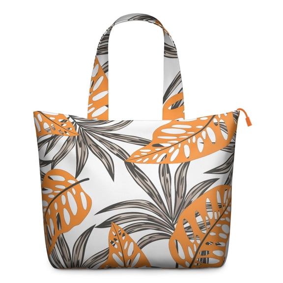 Palm Inspired Travel Tote Hawaiian Leafy Weekender Bag with Botanical Jungle Leaves Print, Colorful Exotic Floral Duffel for Beach Vacation, Stylish
