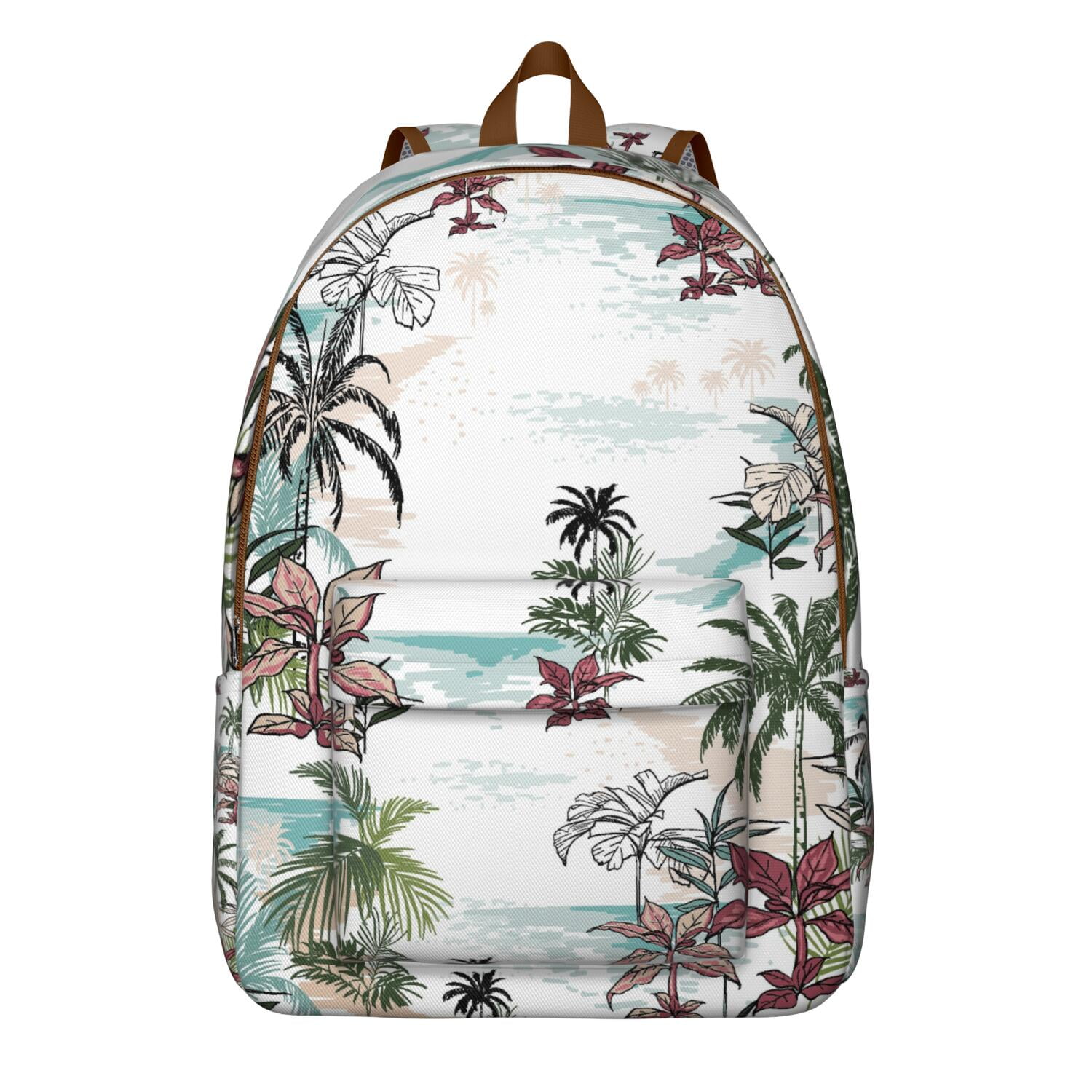 Palm Inspired Tropical Leaf Backpack, Hawaiian Floral School Bag with ...
