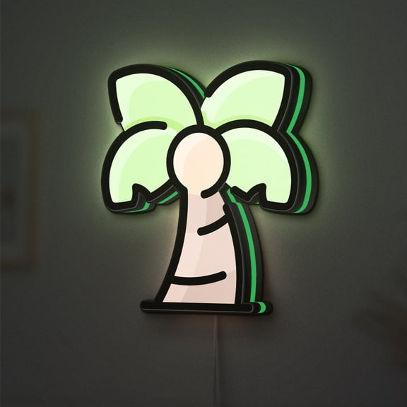 Palm LED Lightbox - Tropical Botanical Palm Tree Decor, Custom Led Sign for Home Office Shop Decor (Height 24 inch, 60cm)