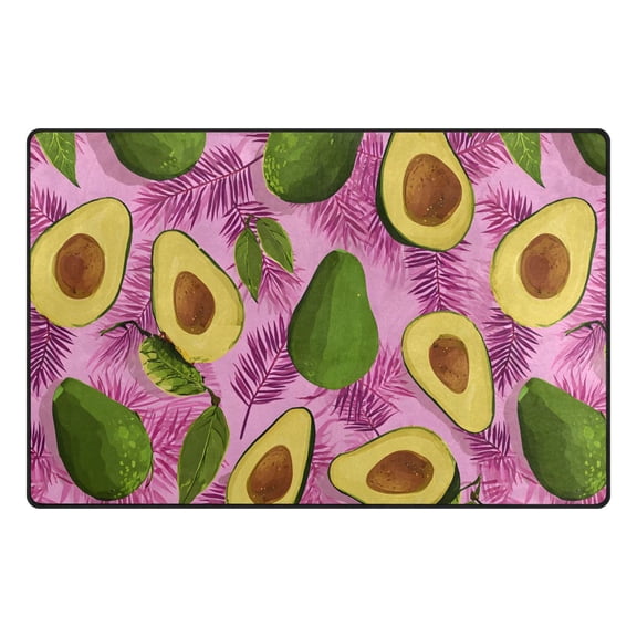 Palm Leaf Avocado Pattern Memory Foam Area Rug 31"x20" Non Slip, Absorbent, Fade Proof for Living Room, Bedroom, Office
