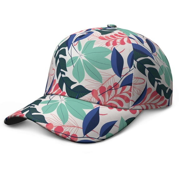 Palm Leaf Baseball Cap, Lightweight Quick-Drying Dad Hat with Sweat Absorption, Colorful Exotic Jungle Leaves Pattern Adjustable Cap for Daily Wear and Gifts