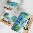 thumbnail image 1 of Palm Leaf Bathroom Rugs Set Life Is Better at The Beach Green Leaf Non Slip Absorbent Soft Bath Mats 3 Piece Set with Bathroom Rug, U-Shaped Floor Mat, Toilet Seat Cover Small Size, 1 of 9