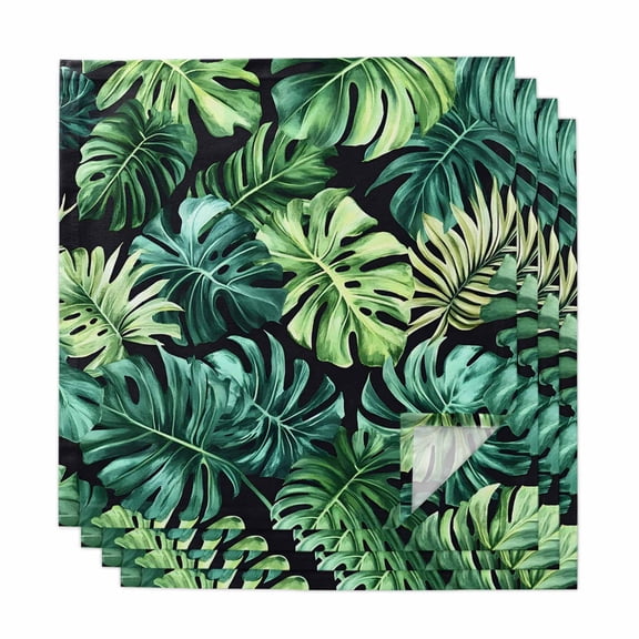 Palm Leaf Cloth Napkins, Green Tropical Plant Summer Nature Scenery Washable and Reusable Dinner Napkins Set of 4, Table Napkin for Kitchen Party Birthday Wedding Hotel Housewarming 20"x20"