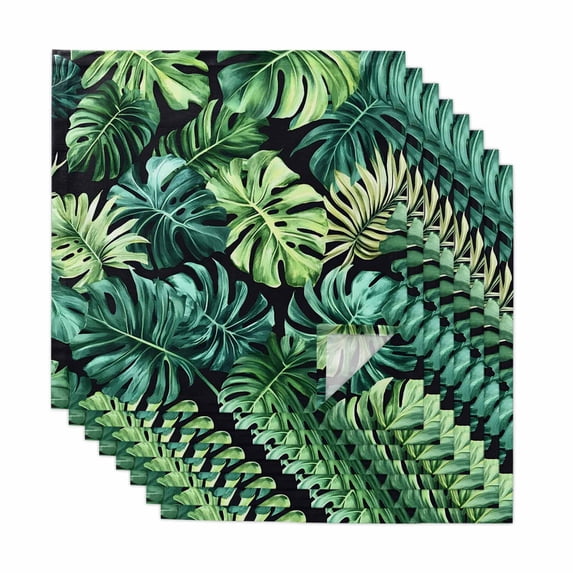 Palm Leaf Cloth Napkins, Green Tropical Plant Summer Nature Scenery Washable and Reusable Dinner Napkins Set of 8, Table Napkin for Kitchen Party Birthday Wedding Hotel Housewarming 20"x20"