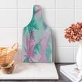 thumbnail image 1 of Palm Leaf Cutting Board, Beach Party Theme Vibrant Composition Pink and Green Trees Vintage, Decorative Tempered Glass Cutting and Serving Board, Wine Bottle Shape, Pink Teal White, by Ambesonne, 1 of 1