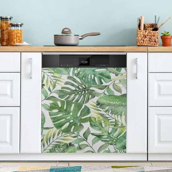 Palm Leaf Dishwasher Magnet Cover Reuseable Refrigerator Magnet Cover Decal Fridge Microwave Stickers Hoilday Party Decor 23 x 26 Inch
