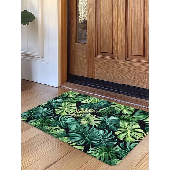 Palm Leaf Door Mat&nbsp;Indoor Outdoor Entrance, Non Slip Rug for Kitchen Bathroom Entryway Rug, Green Tropical Plant Summer Nature Scenery Washable Doormat Floor Mat 20x31.5 Inch