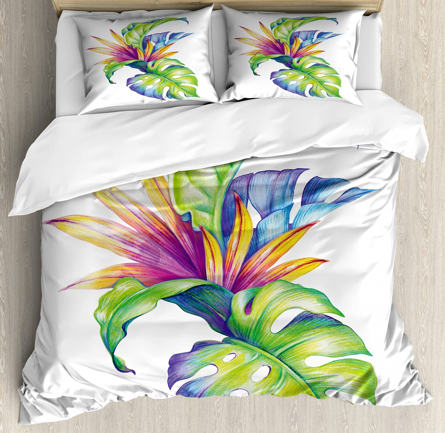 Double Bed Duvet Cover Microfibre Palm Leaf Pattern main image 1