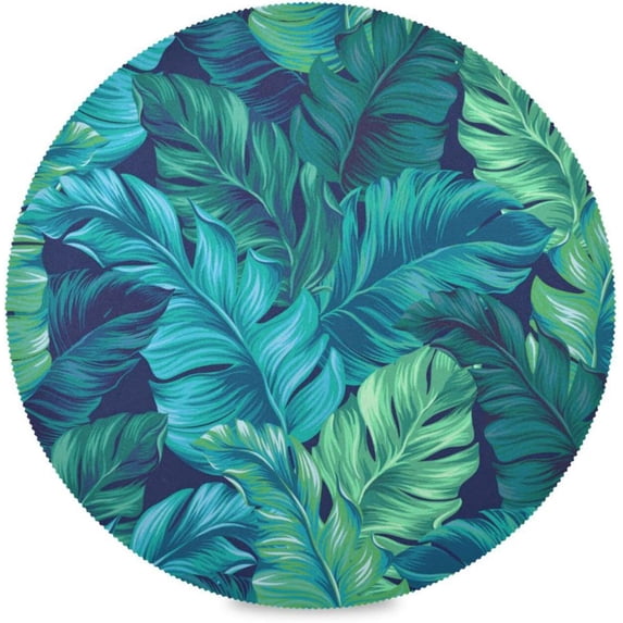 Palm Leaf, Elastic Fitted Edged Round Tablecloth Fade resistant Anti-Shrink Table Cloth Washable Table Cover for Indoor or Outdoor and anywhere you wanna use it 72"X 72"