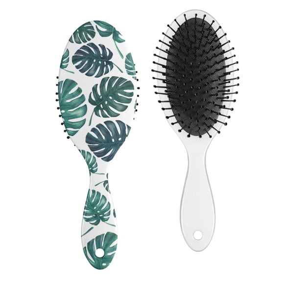 Palm Leaf and Exotic Flowers Hair Brush, Colorful Boho Detangler Paddle Brush, Soft Bristle Hairbrush for Wet & Dry Hair, Stylish Gift for Women Men Kids