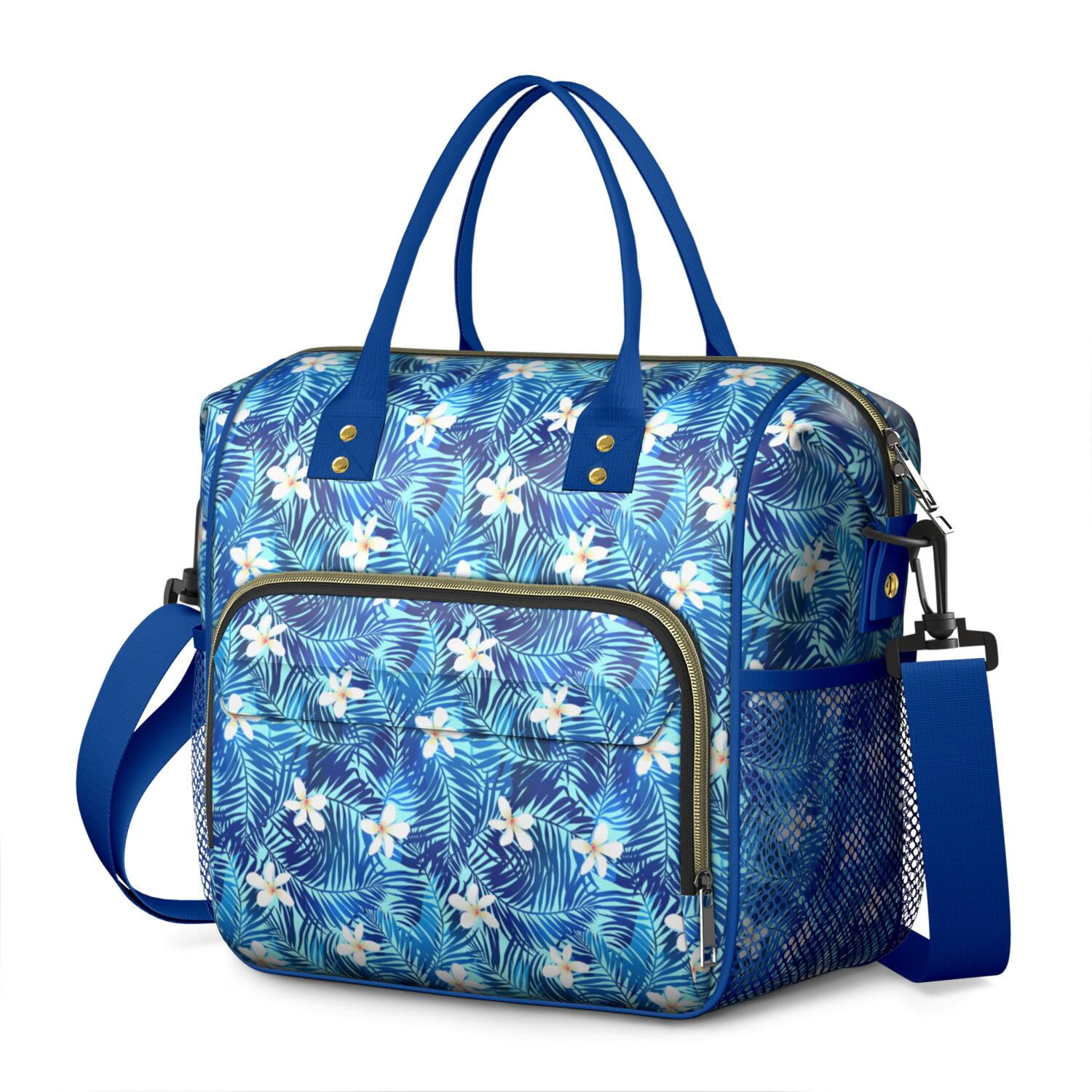 Palm Leaf & Exotic Flowers Lunch Bag - Large Insulated Cooler Tote with 100% Leakproof Design - Perfect for Office Workers & Students