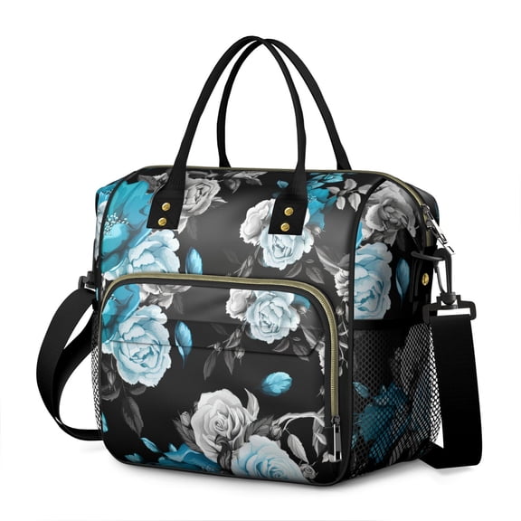 Palm Leaf & Exotic Flowers Lunch Bag - Large Insulated Cooler Tote with 100% Leakproof Design - Perfect for Office Workers & Students