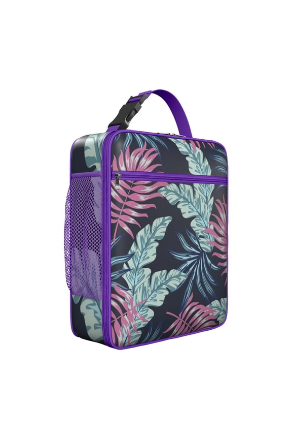 Palm Leaf and Exotic Flowers Tropical Insulated Lunch Bag Floral Hawaiian Print Jungle Leaves Exotic Floral Summer Beach Hawaiian Hibiscus Botanical Jungle Leaves Summer Hawaiian Tropical Boho Resort