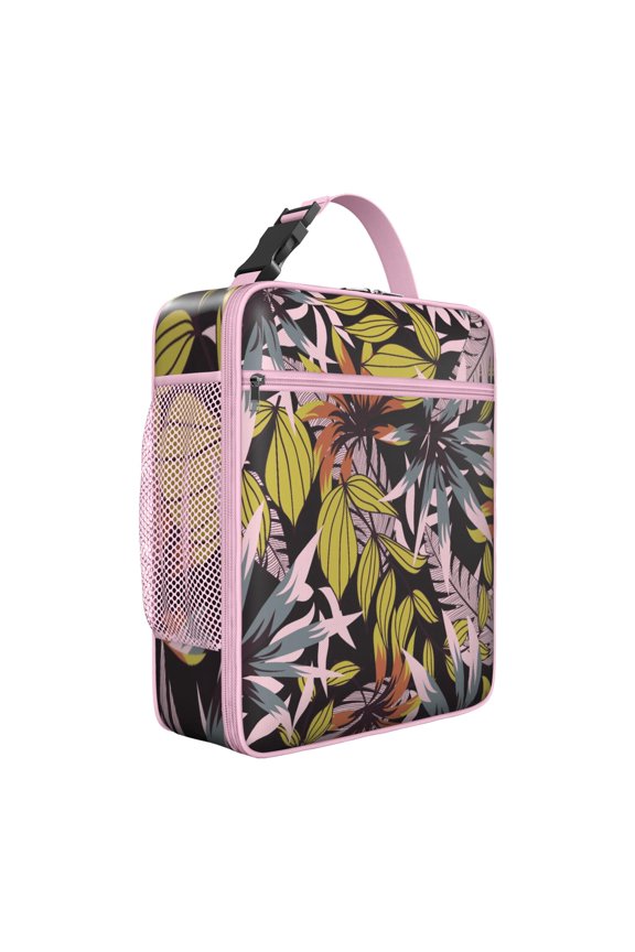 Palm Leaf and Exotic Flowers Tropical Insulated Lunch Bag Floral Hawaiian Print Jungle Leaves Exotic Floral Summer Beach Hawaiian Hibiscus Botanical Jungle Leaves Summer Hawaiian Tropical Boho Resort