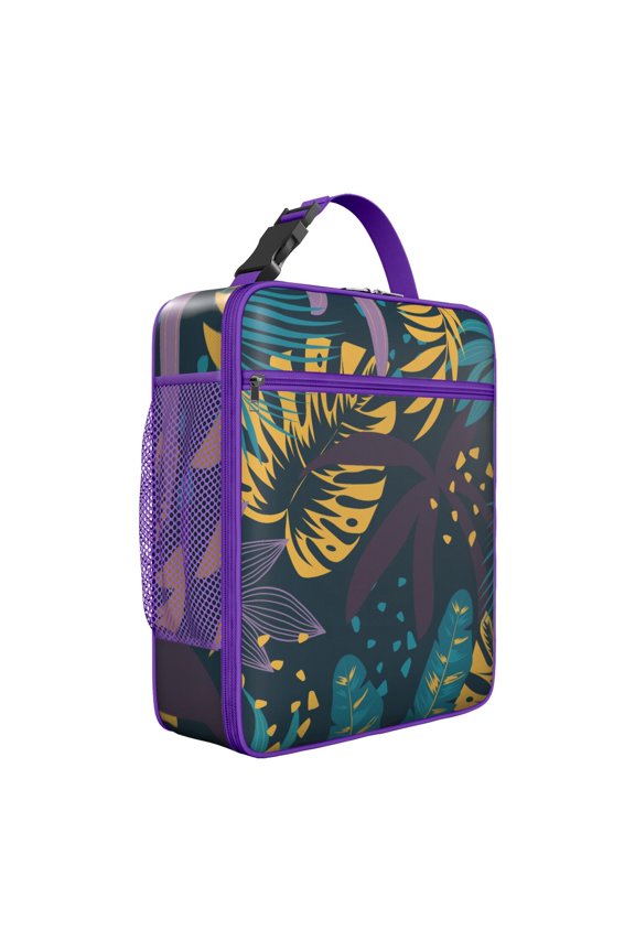 Palm Leaf and Exotic Flowers Tropical Insulated Lunch Bag Floral Hawaiian Print Jungle Leaves Exotic Floral Summer Beach Hawaiian Hibiscus Botanical Jungle Leaves Summer Hawaiian Tropical Boho Resort