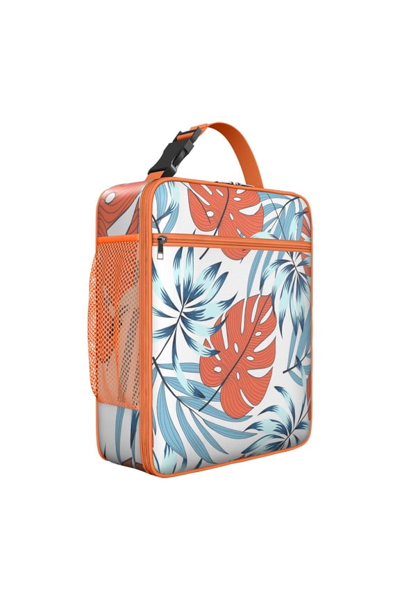 Palm Leaf and Exotic Flowers Tropical Insulated Lunch Bag Floral Hawaiian Print Jungle Leaves Exotic Floral Summer Beach Hawaiian Hibiscus Botanical Jungle Leaves Summer Hawaiian Tropical Boho Resort