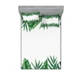 thumbnail image 1 of Palm Leaf Fitted Sheet & Pillow Sham Set, Framework with Rainforest Foliage Leaves in Watercolors, Decorative Printed 6 Piece Bedding Decor Set, Calking, Hunter Green, by Ambesonne, 1 of 3