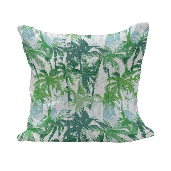 Palm Leaf Fluffy Throw Pillow Cushion Cover, Exotic Fantasy Abstract Coconut Tree Silhouettes Green Jungle, Rectangle Accent Pillow Case, 36" x 16", Forest Green Lime Green, by Ambesonne