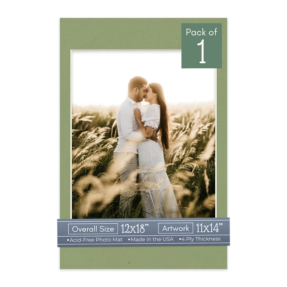 Palm Leaf Green Picture Frame Mat for 12x18 Frames - Fits 11x14 Photos - 1 Mat