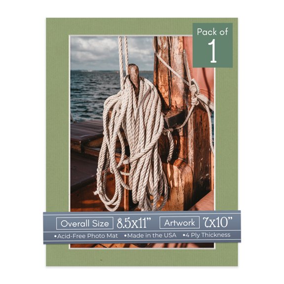 Palm Leaf Green Picture Frame Mat for 8.5x11 Frames - Fits 7x10 Photos - 1 Mat