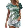 thumbnail image 1 of Palm Leaf Greenery Print Women's Blouse Short Sleeve Women's Top T-Shirt Spring Summer Clothes, 1 of 7