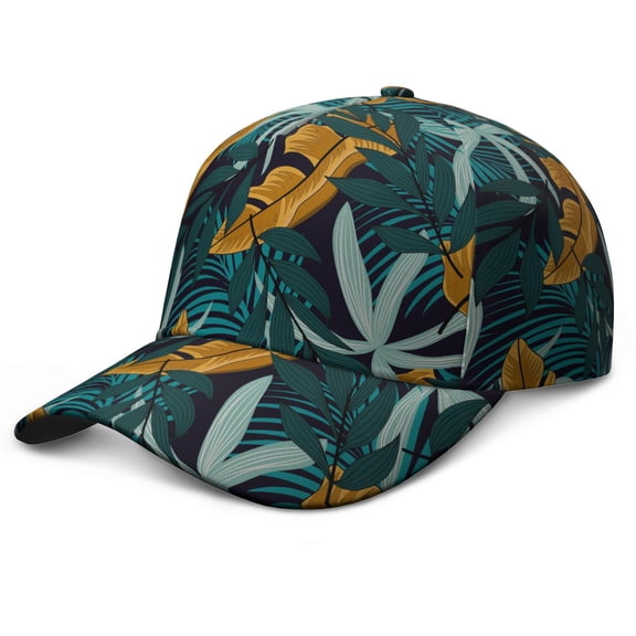 Palm Leaf Hawaiian Floral Dad Hat - Breathable Unisex Casual Cap for Beach Vacation