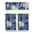 thumbnail image 1 of Palm Leaf and Hibiscus Kitchen Curtains Set 27.5x36in Polyester Valance and Tiers, Hawaiian Flower Window Curtains for Cottage Kitchen and Island-Style Home Decor, 1 of 6