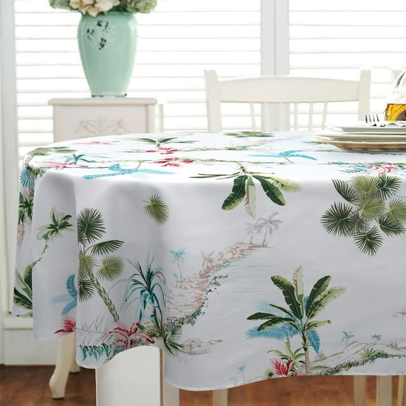 Palm Leaf Oval Tablecloth 54 X 72 Inch Green Leaf Print Oval Tablecloth Spring Summer Home Decor Waterproof Wrinkle Free Washable Waterproof Oval Table Cloth for Kitchen Dining Room Table