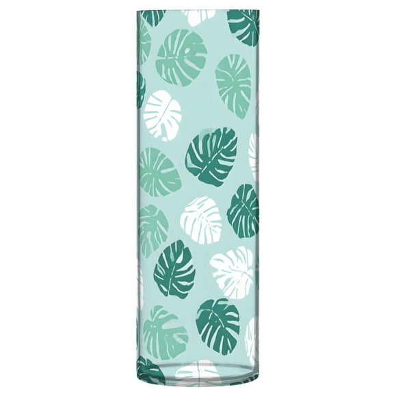 Palm Leaf Pattern Vase Flower Vase Clear Unbreakable Plastic Tall Decorative 11.8in