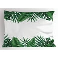 thumbnail image 1 of Palm Leaf Pillow Sham Framework with Rainforest Foliage Leaves in Watercolors, Decorative Standard King Size Printed Pillowcase, 36 X 20 Inches, Hunter Green Forest Green White, by Ambesonne, 1 of 2