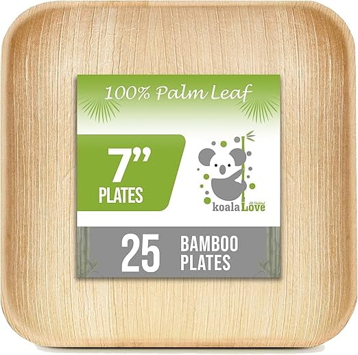 Palm Leaf Plates Bamboo Plates Disposable 7 Inch Biodegradable Compostable Plates Best Alternative To Wooden Plastic Paper Plates By KoalaLove 25 plates Walmart